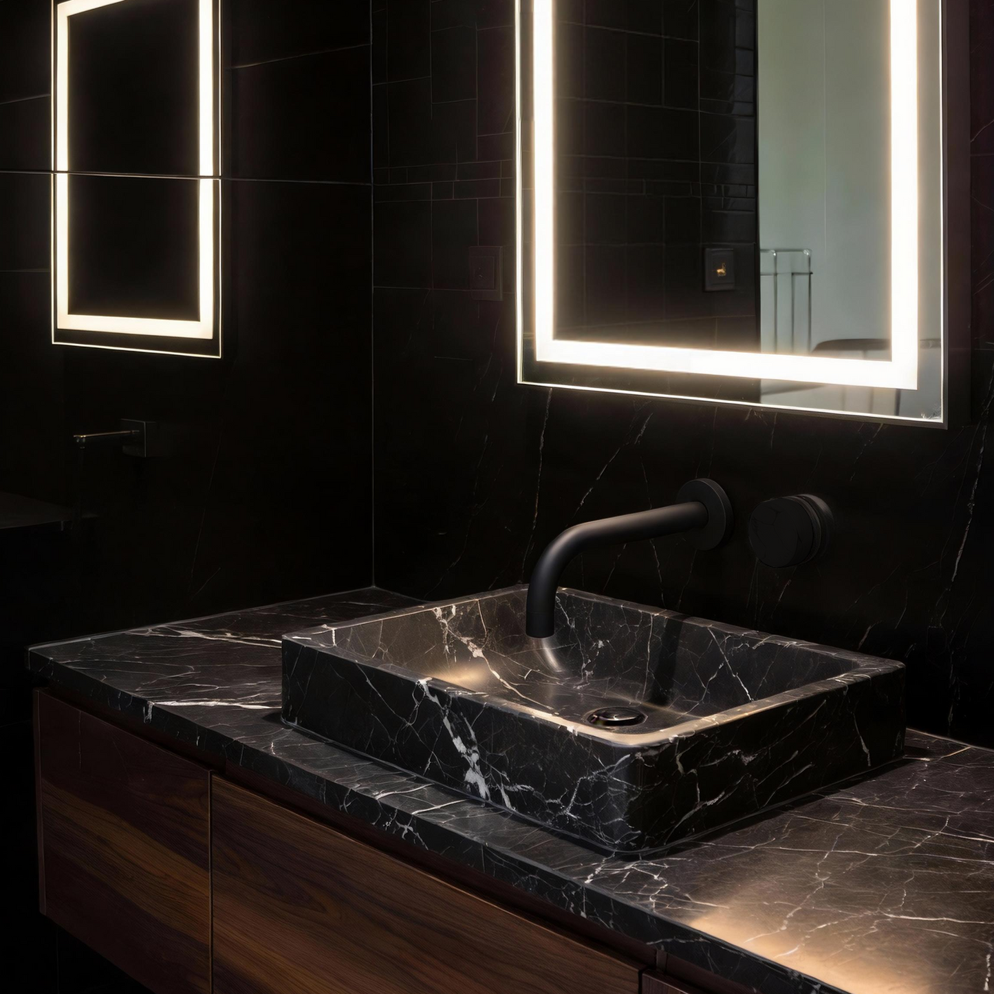 Robinet de lavabo mural 2 trous Lauretta - BLACK LABEL
