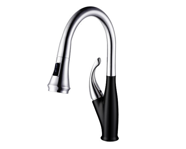 One Handle Pull Out Kitchen Faucet, Black & Chrome