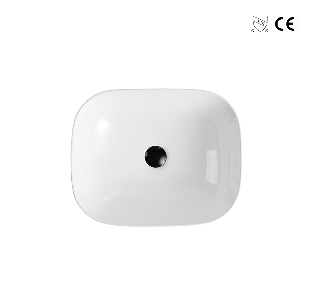 19in Polished White Countertop Porcelain Sink