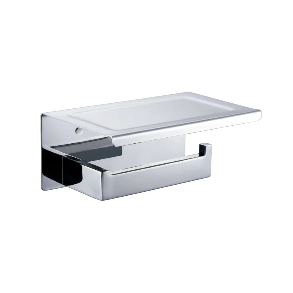 Porte-rouleau de papier toilette carré Lauretta avec tablette pour téléphone portable