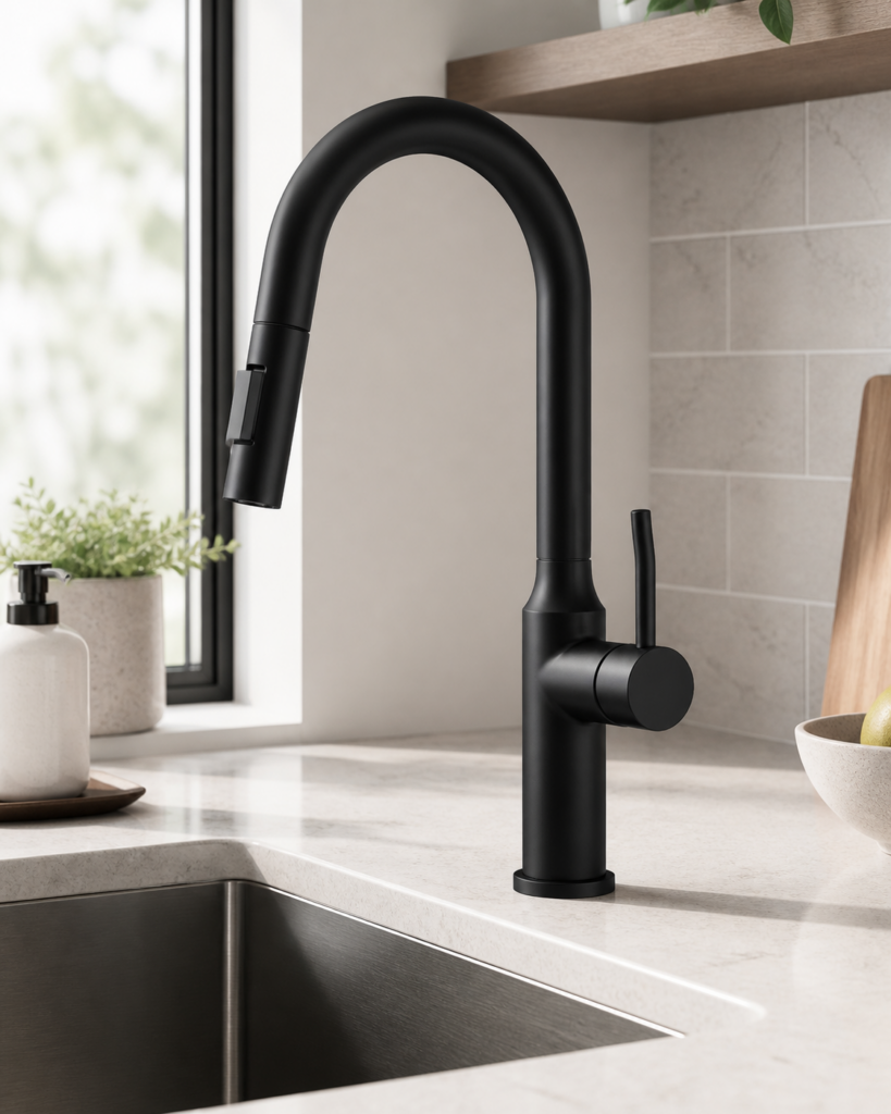 F04 Pull-Down Kitchen Faucet - Matte Black