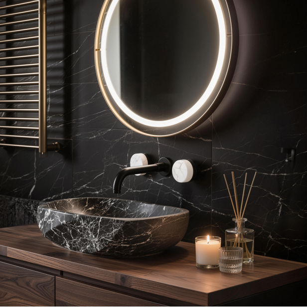 Lauretta 3-Hole Wall Mounted Vanity Faucet - BLACK LABEL