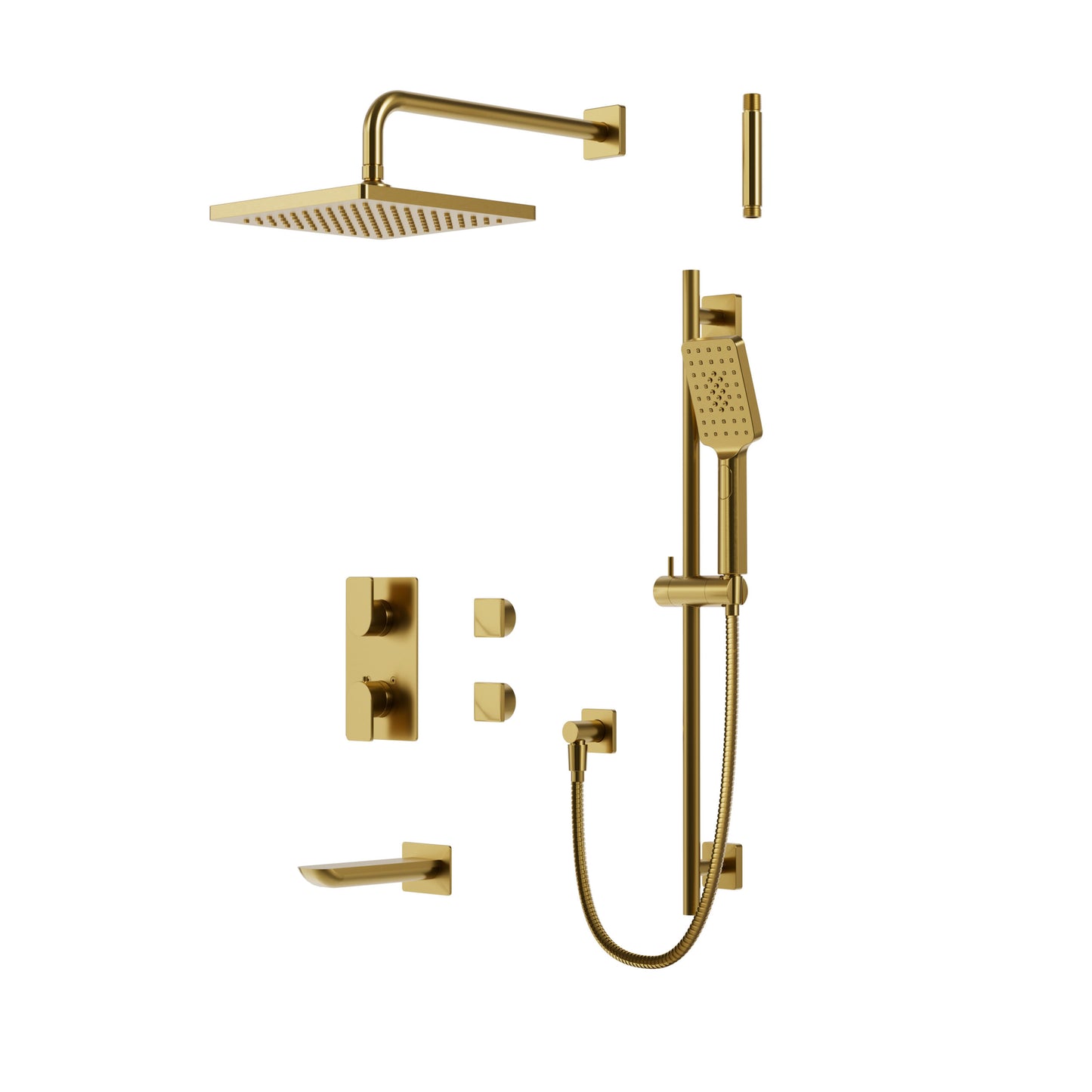Square Rounded Thermostatic Shower Trim Kit – 3-way Non-shared (G) – Sunset PVD
