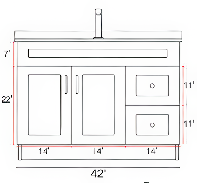 HDF Bathroom Vanity 42" with Countertop