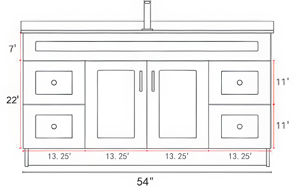 HDF Bathroom Vanity 54" with Countertop