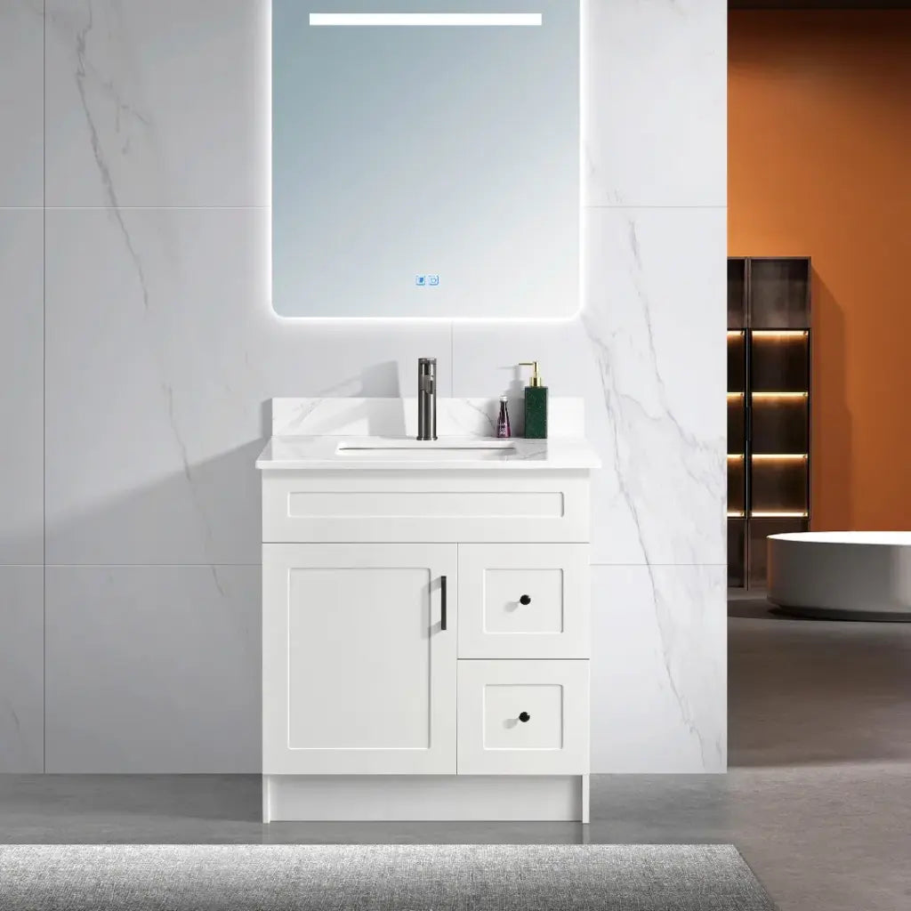 Meuble-lavabo SDB HDF 30" - Tiroirs avec comptoir