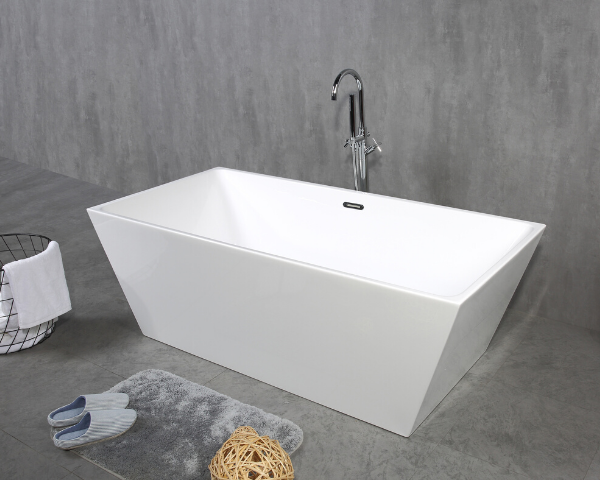 Freestanding Bathtub, Square with Slotted Overflow