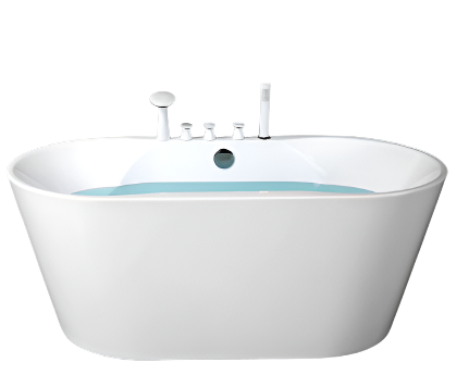 Freestanding Oval Bathtub in White, Acrylic (60in, 67in)