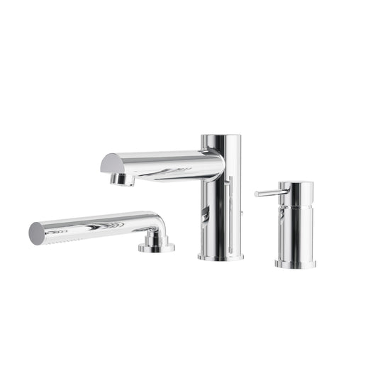 Volare 3-piece Deckmount Tub Filler with Handshower – Polished Chrome