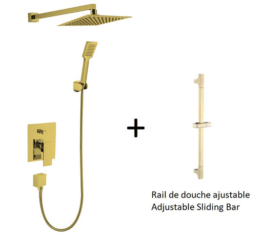 Kit Douche Or Carré mitigeur