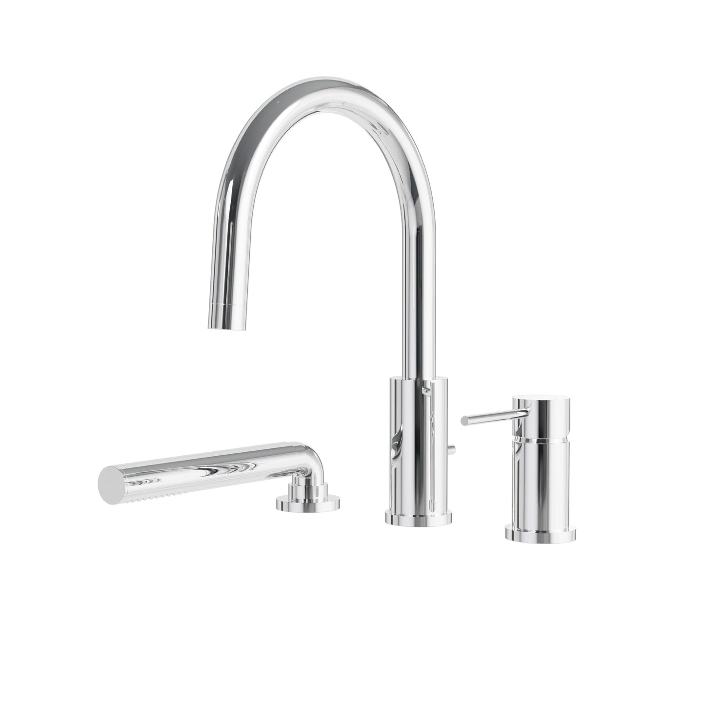 Umix 3-piece Deckmount Tub Filler with Handshower – Polished Chrome