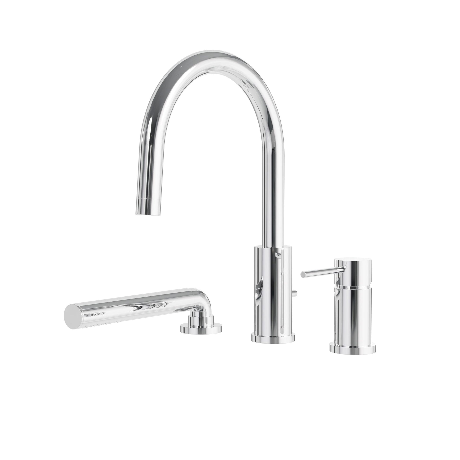 Umix 3-piece Deckmount Tub Filler with Handshower – Polished Chrome