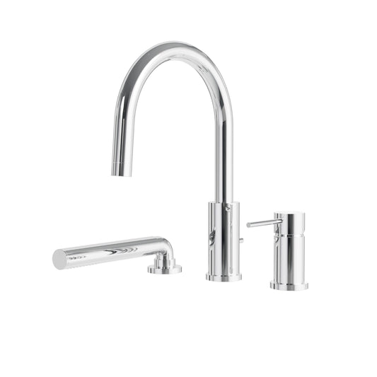 Umix 3-piece Deckmount Tub Filler with Handshower – Polished Chrome