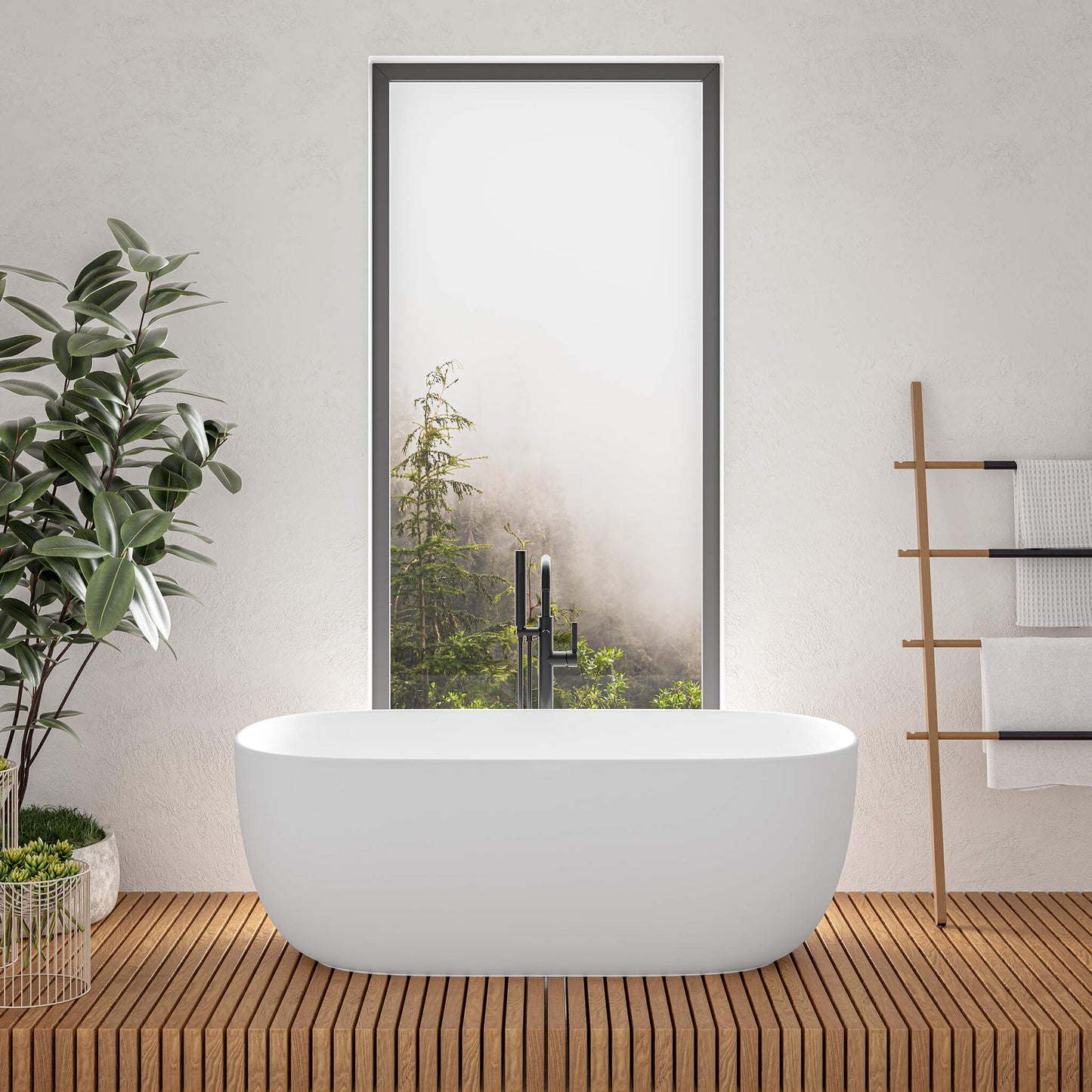 Side by Side Freestanding Bathtub - Grey Matte