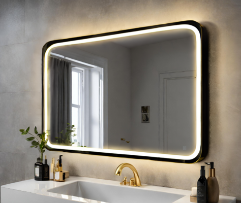 Rectangular LED Mirror with Rounded Edges