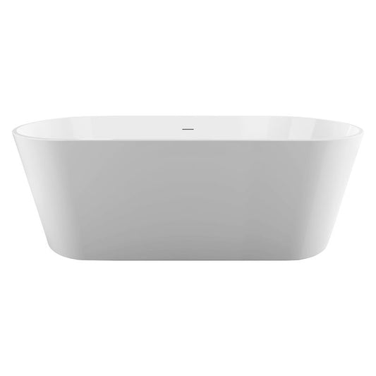 Baignoire îlot ovale 54 po, acrylique blanche avec trop-plein à fente