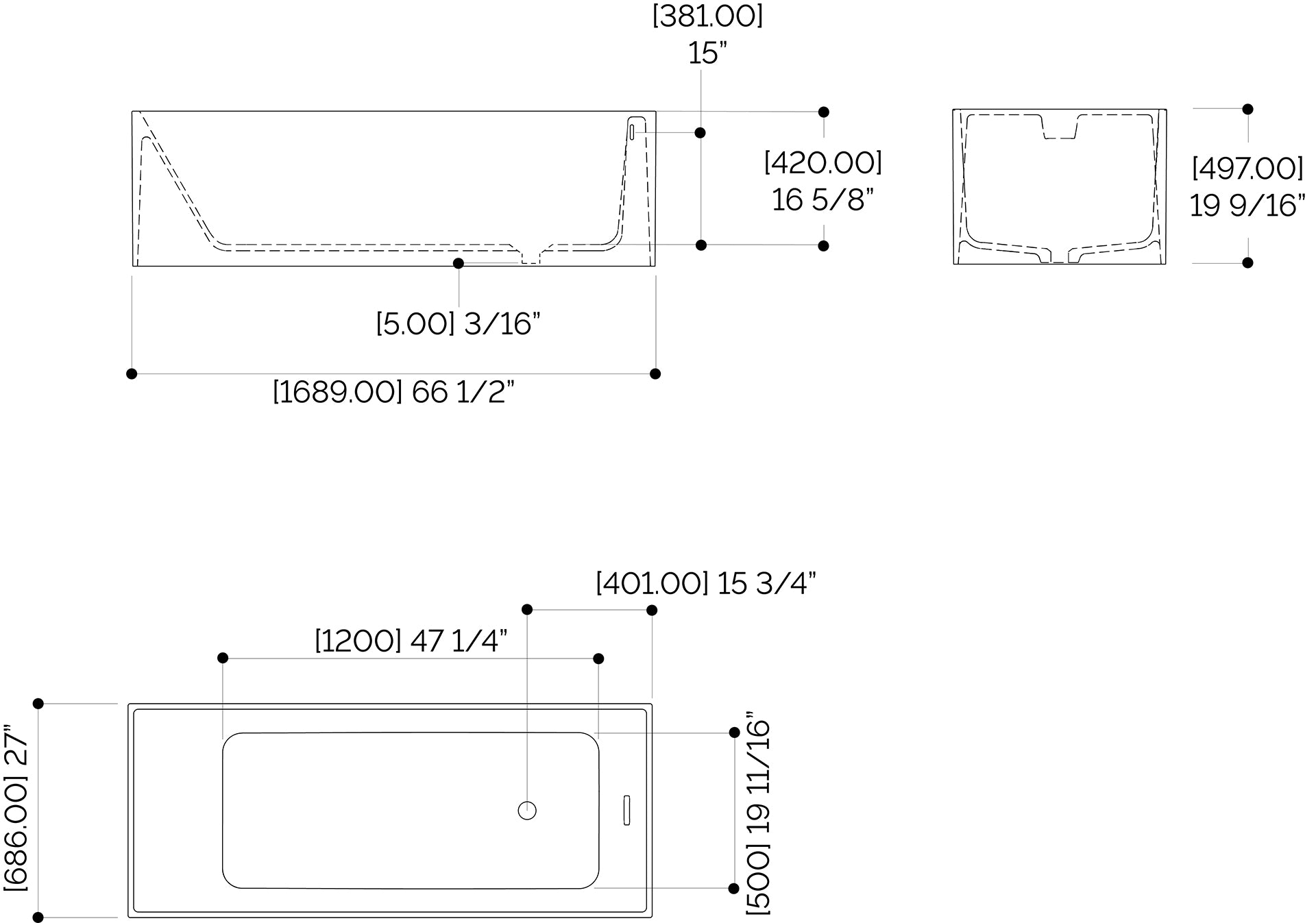 Bobsleigh Freestanding Bathtub specs