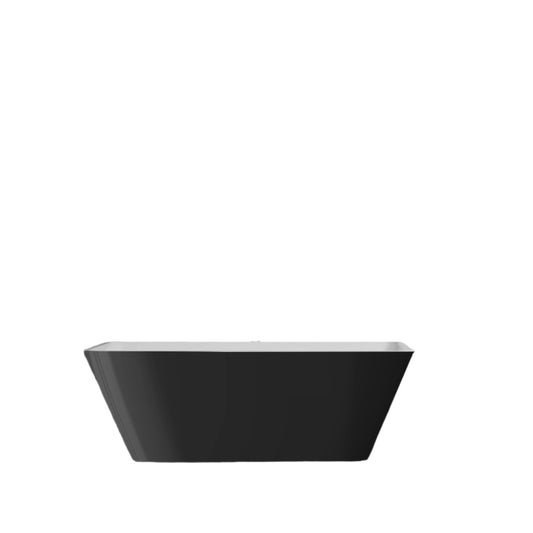 Freestanding Glossy Black Rectangular Tub (60in, 67ni)