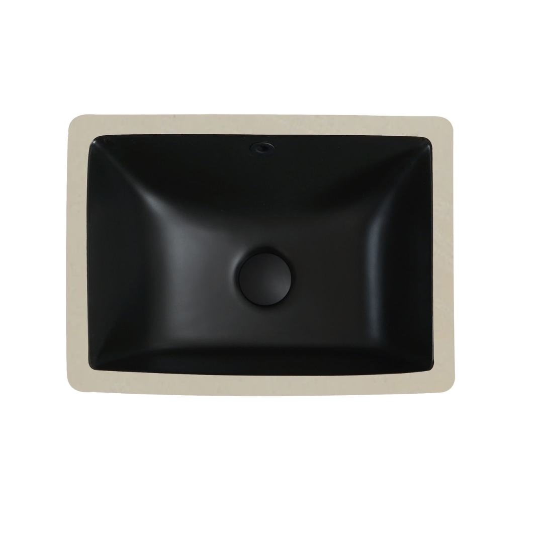 18in Rectangular Undermount Porcelain Sink - Matte Black