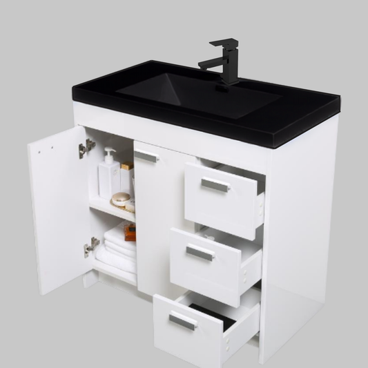 Lunix 36in Free Standing Vanity Glossy White