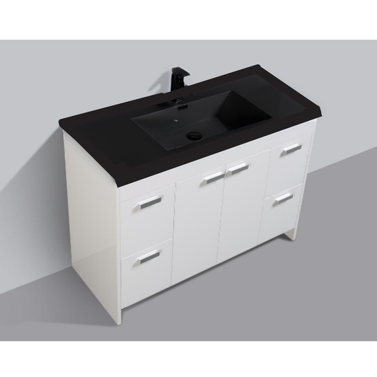 Lunix 48in One Sink Free Standing Vanity Glossy White