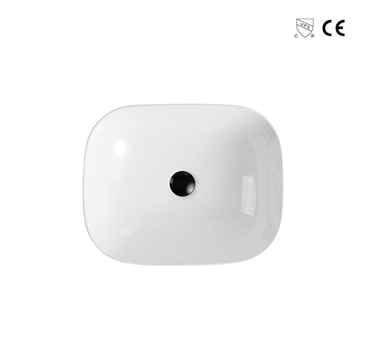 19in Polished White Countertop Porcelain Sink