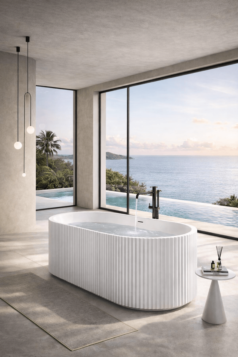 Bella Freestanding Bathtub with 360° Textured Pattern, 67in