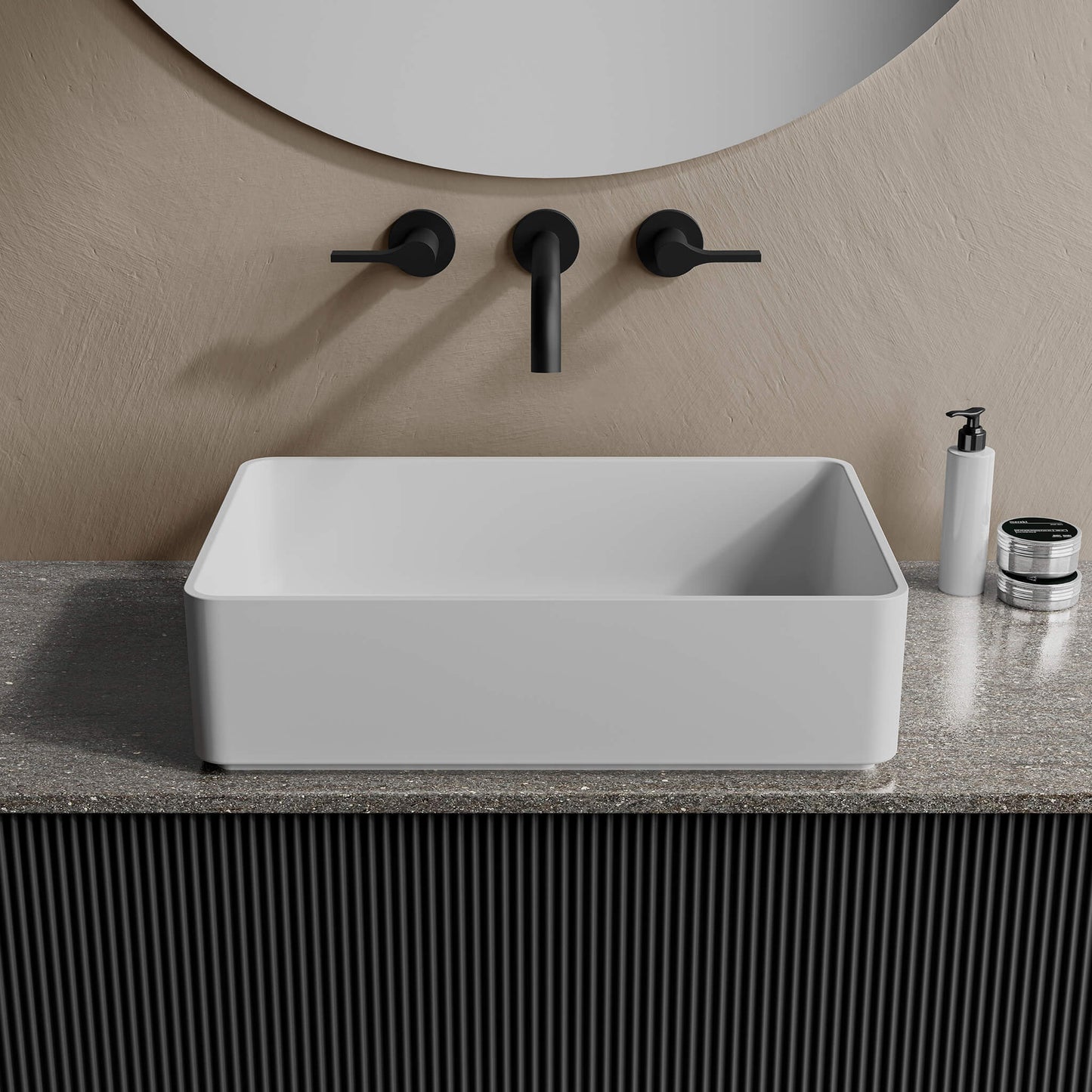 Castel Rectangular Countertop Basin 19"×12.5" – Black Matte