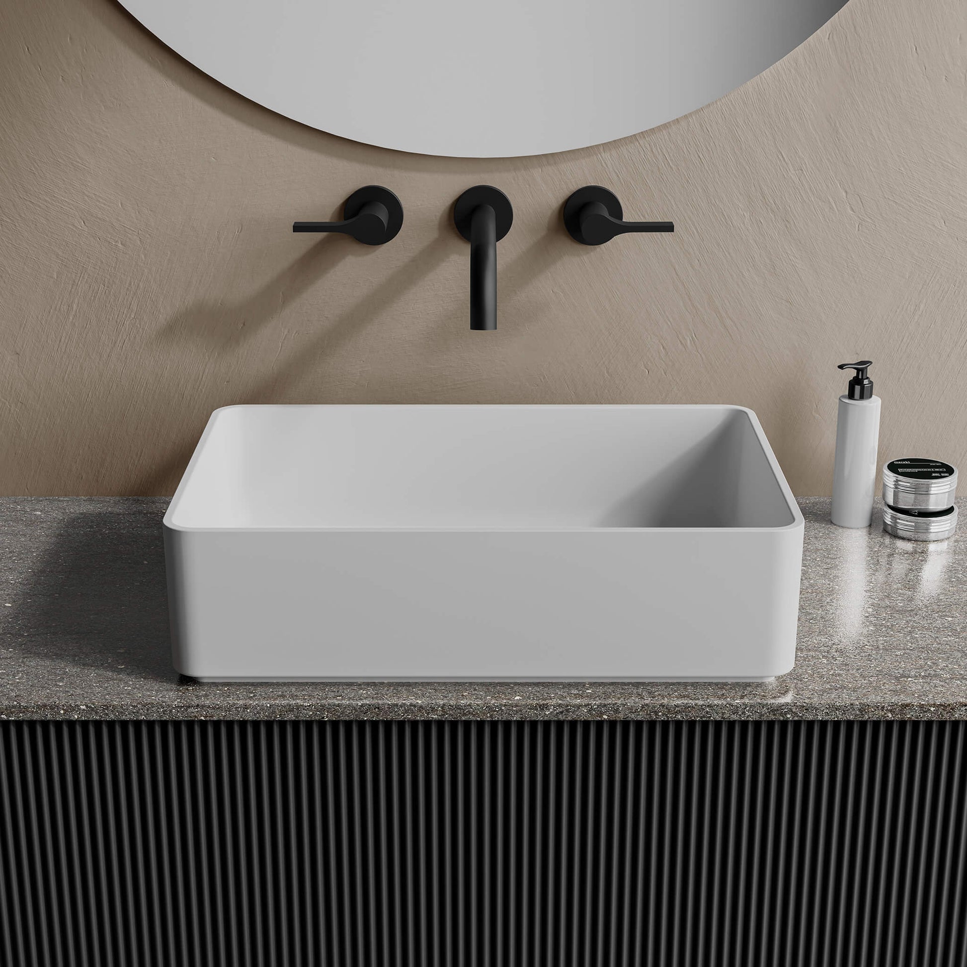 Castel Rectangular Countertop Basin 19"×12.5" – Black Matte