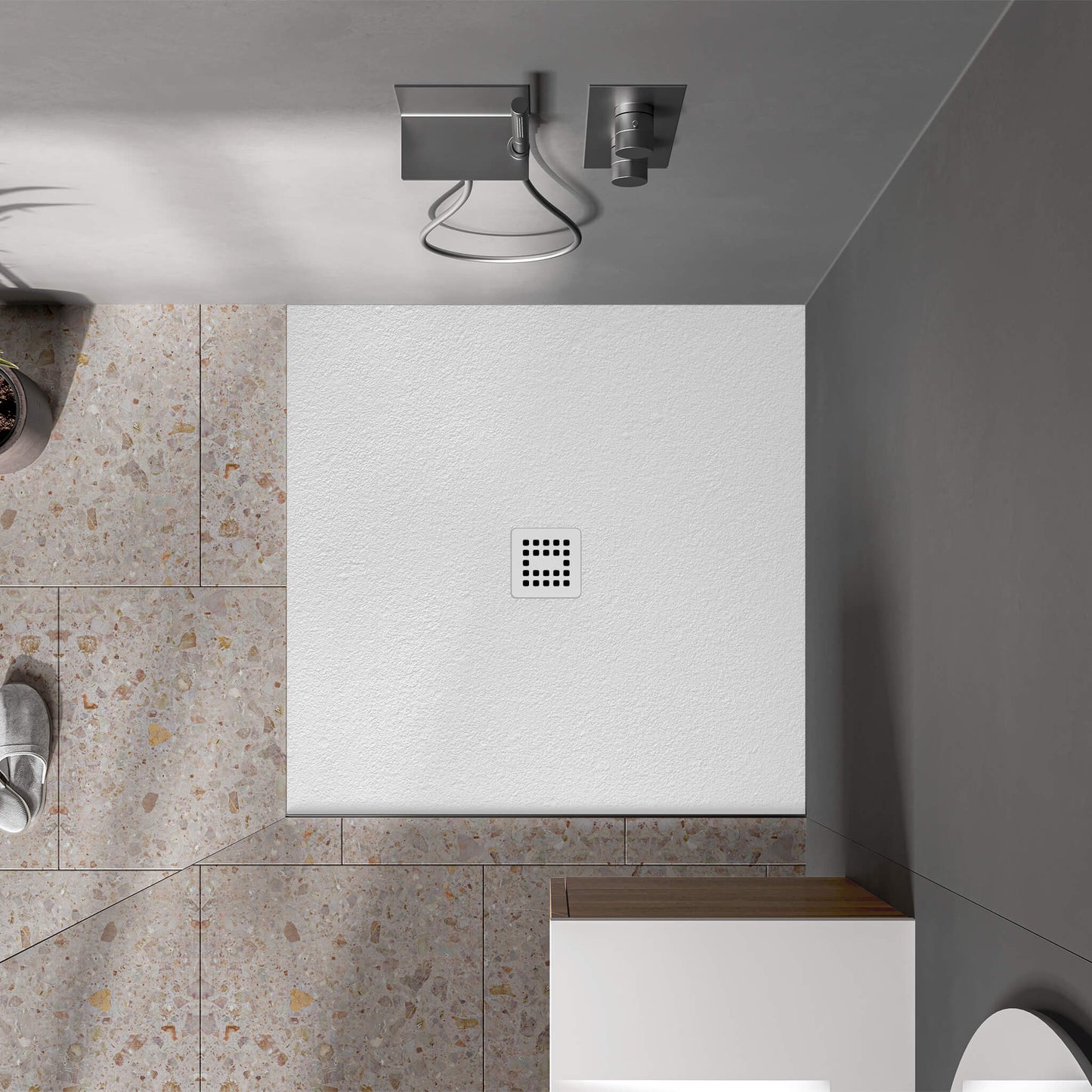 Waterproof™ 36×36 Shower Base – 2-side Flange, Centered Drain