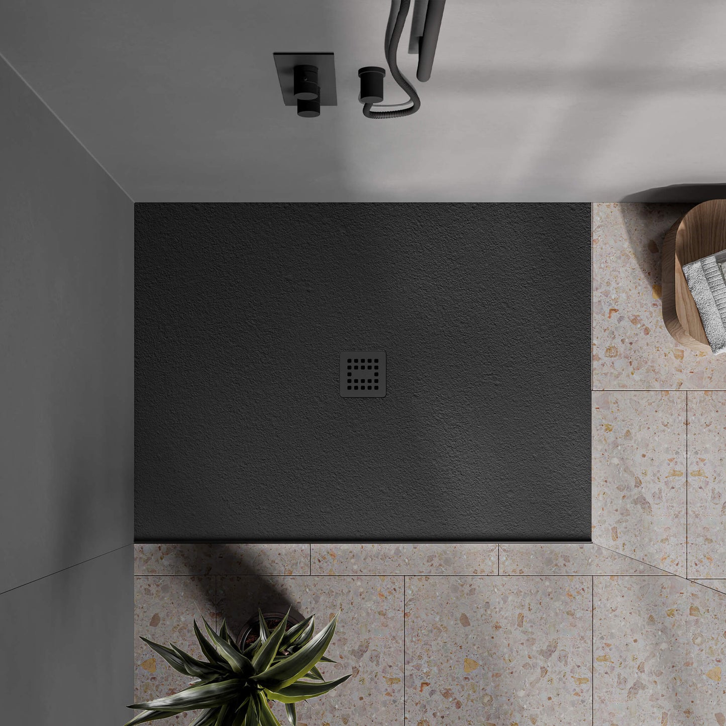 Waterproof™ 48×36 Shower Base – 2-side Flange Left, Centered Drain