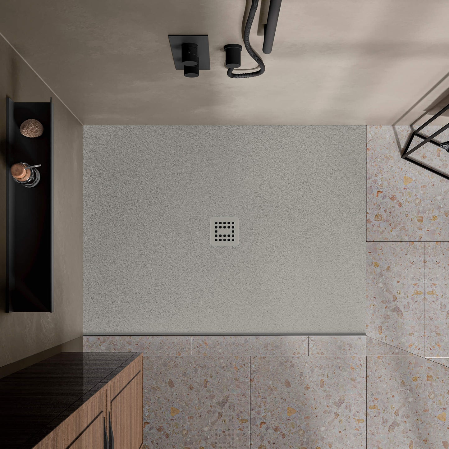 Waterproof™ 48×36 Shower Base – 2-side Flange Left, Centered Drain