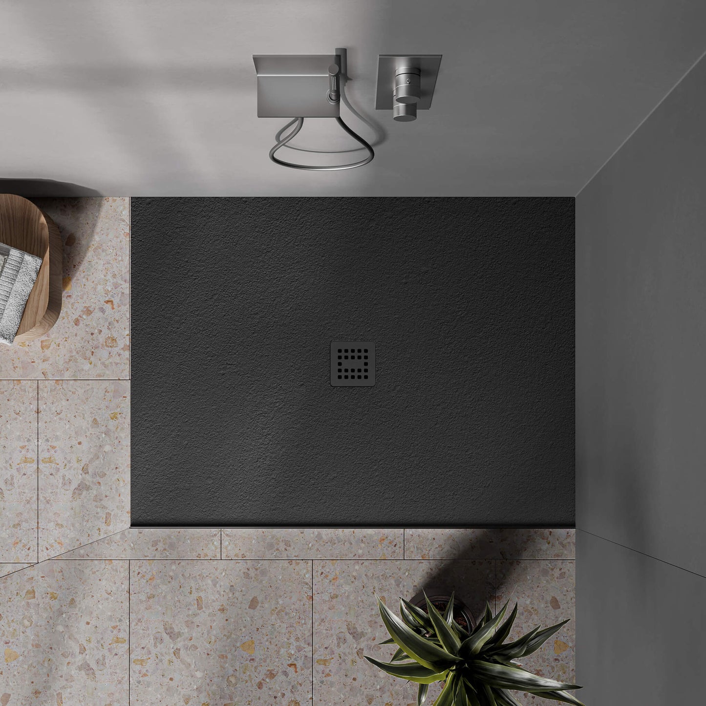 Waterproof™ 48×36 Shower Base – 2-side Flange Right, Centered Drain