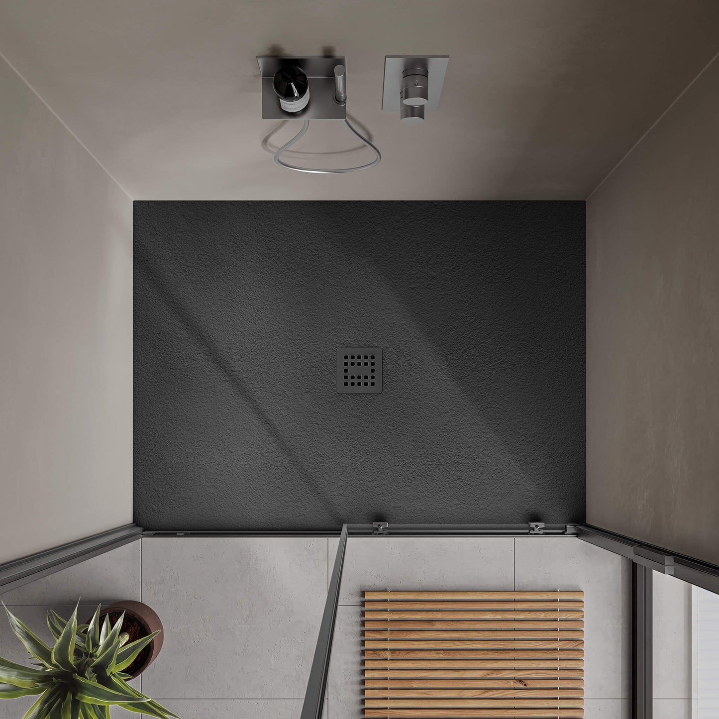Waterproof™ 48×36 Shower Base – 3-side Flange, Centered Drain