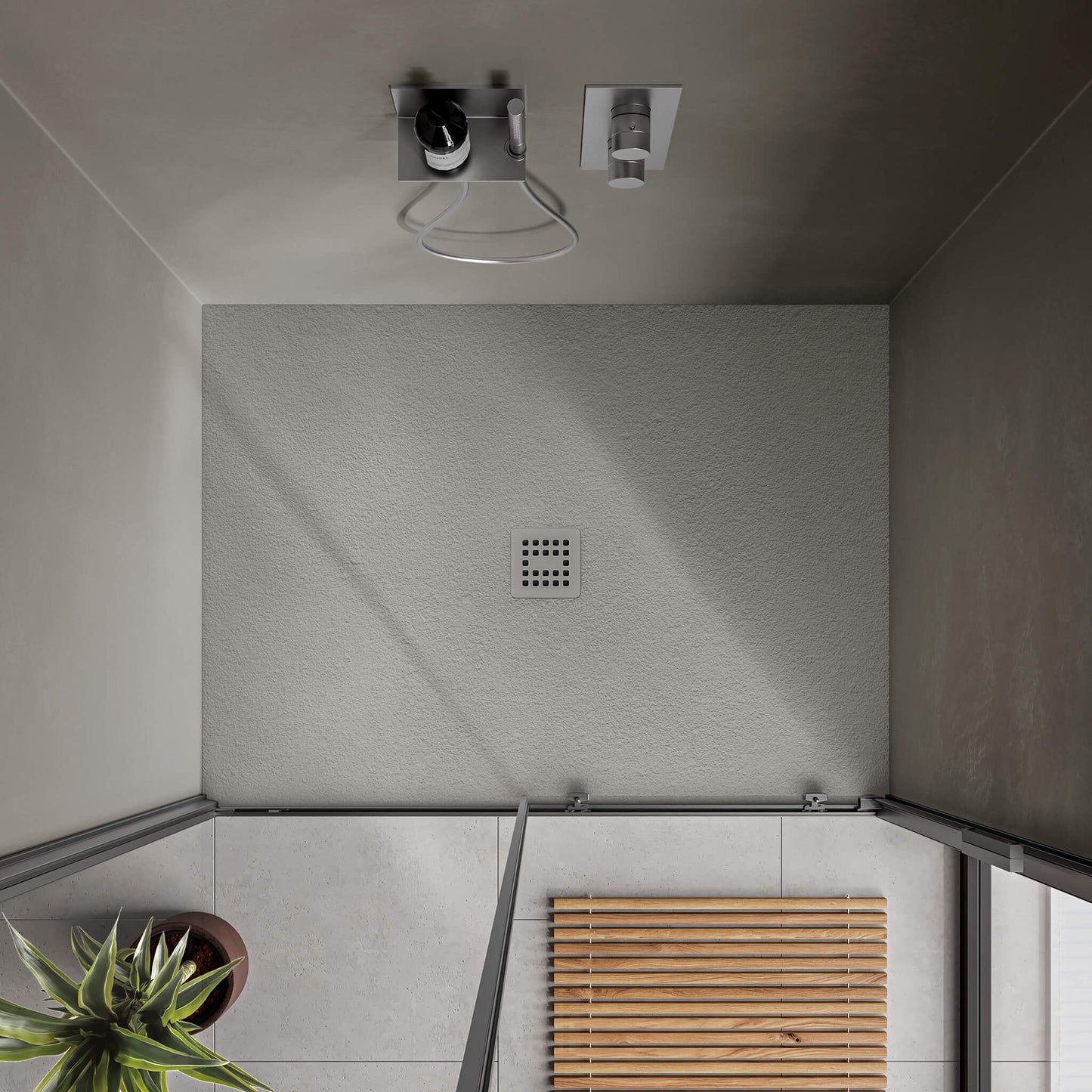 Waterproof™ 48×36 Shower Base – 3-side Flange, Centered Drain