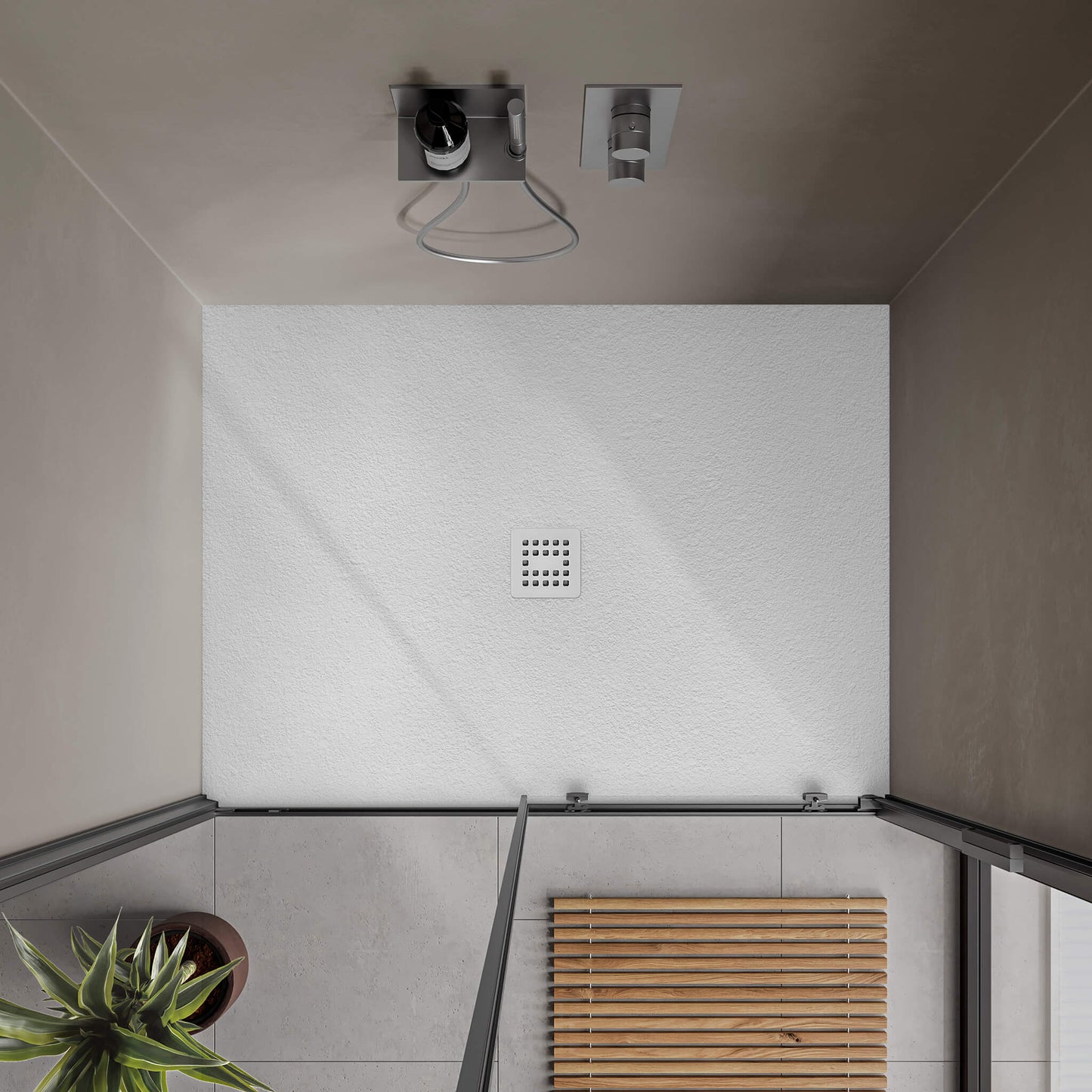 Waterproof™ 48×36 Shower Base – 3-side Flange, Centered Drain