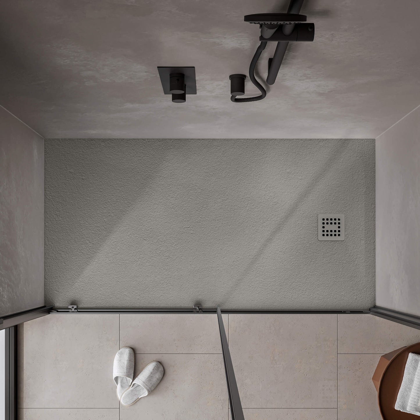 Waterproof™ 60×32 Shower Base – 3-side Flange, Right Drain