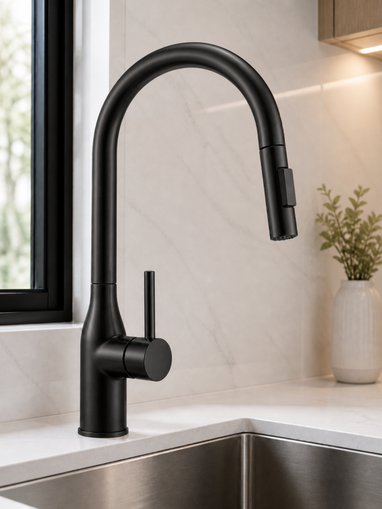 F01 Pull-Down Kitchen Faucet - Matte Black