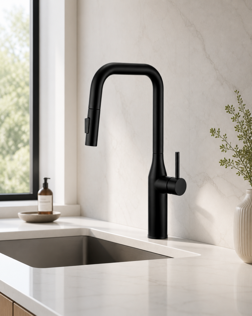 F03 Pull-Down Kitchen Faucet - Matte Black