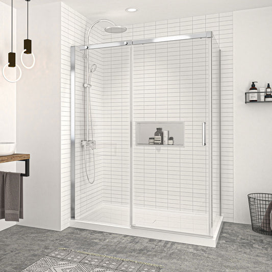 Vague Shower Door 60" x 36" Corner Return, Wall Right, Door Left