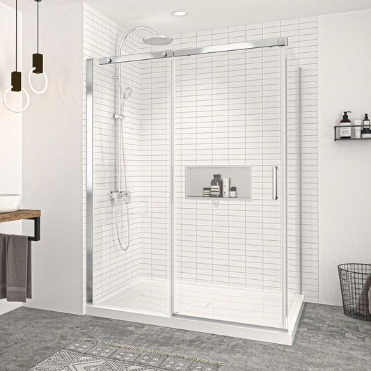 Vague Shower Door 60" x 42" Corner Return, Wall Left, Door Right