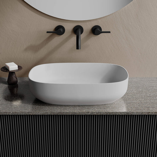 Onda Rectangular Countertop Basin 19"×12.5" – Black Matte