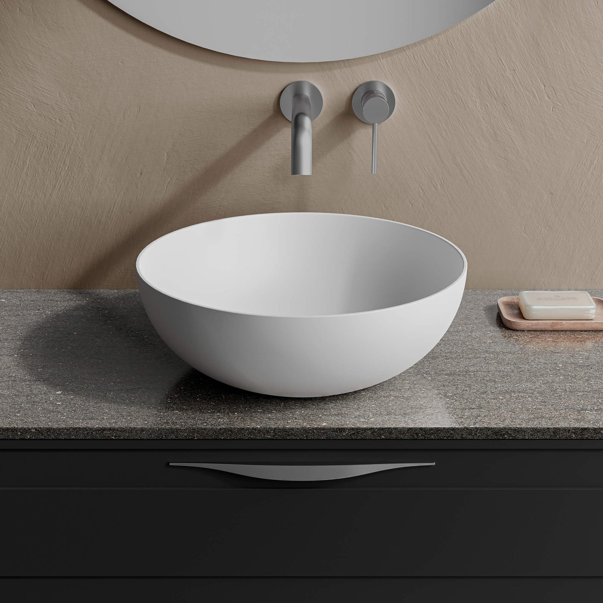 Vaso Round Countertop Basin 16" – Black Matte