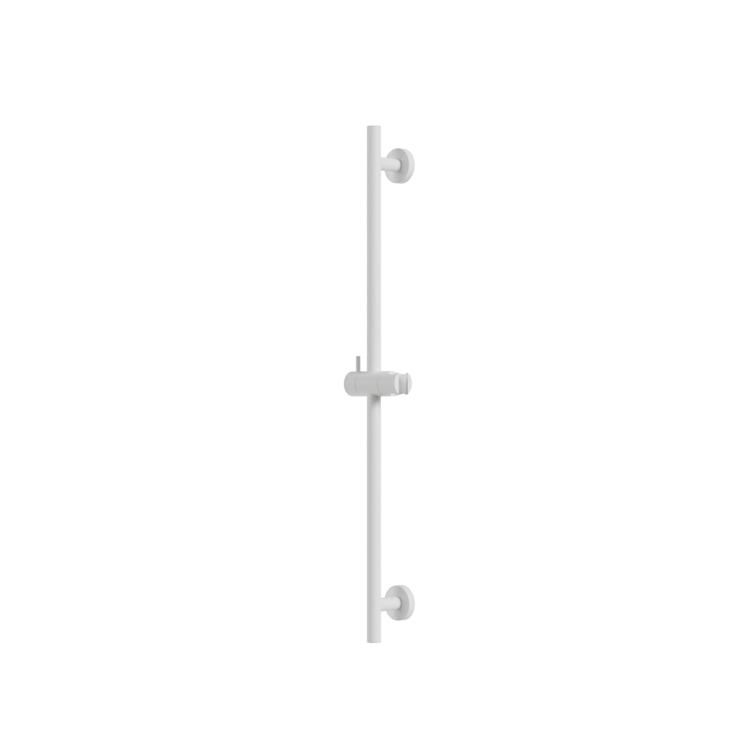 Round Shower Rail with Round Flanges – White