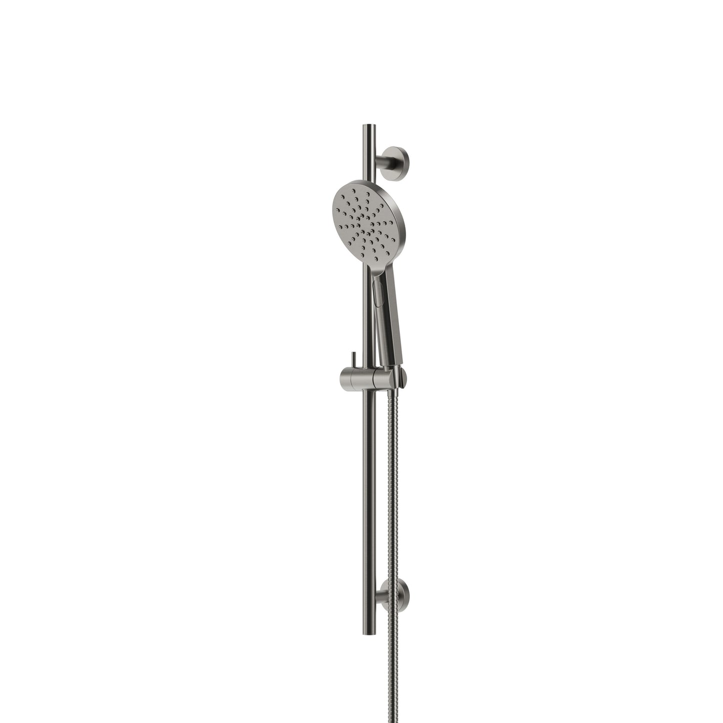Complete Round Shower Rail with 3-Function Handshower – Brushed Nickel PVD