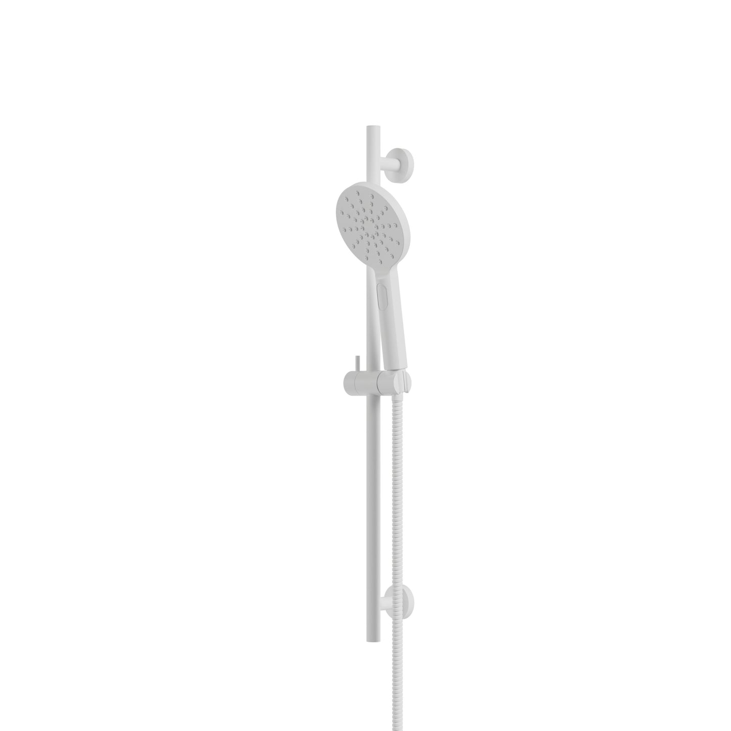 Complete Round Shower Rail with 3-Function Handshower – White
