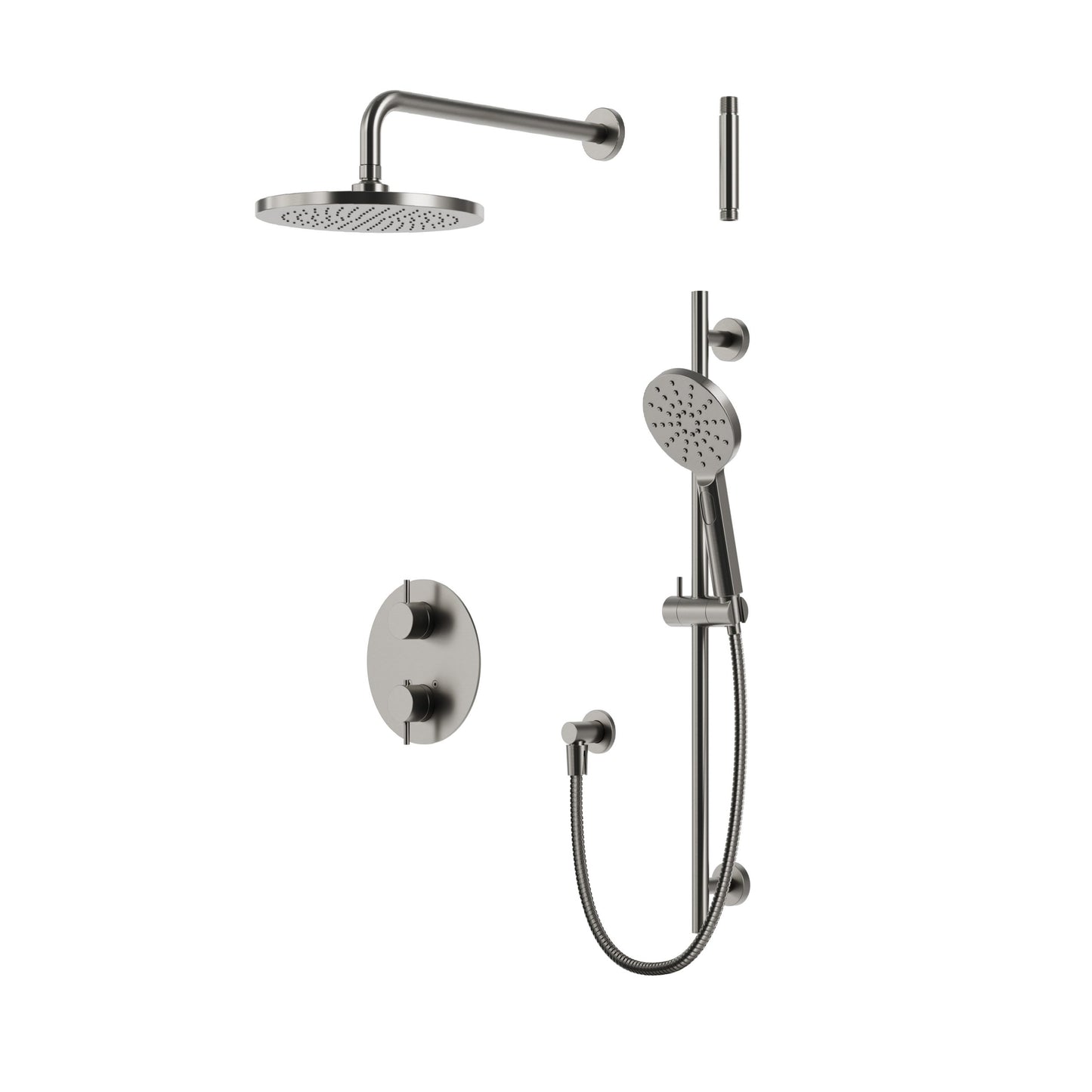Umix Thermostatic Shower Trim Kit – Round 2-way Shared – Brushed Nickel PVD