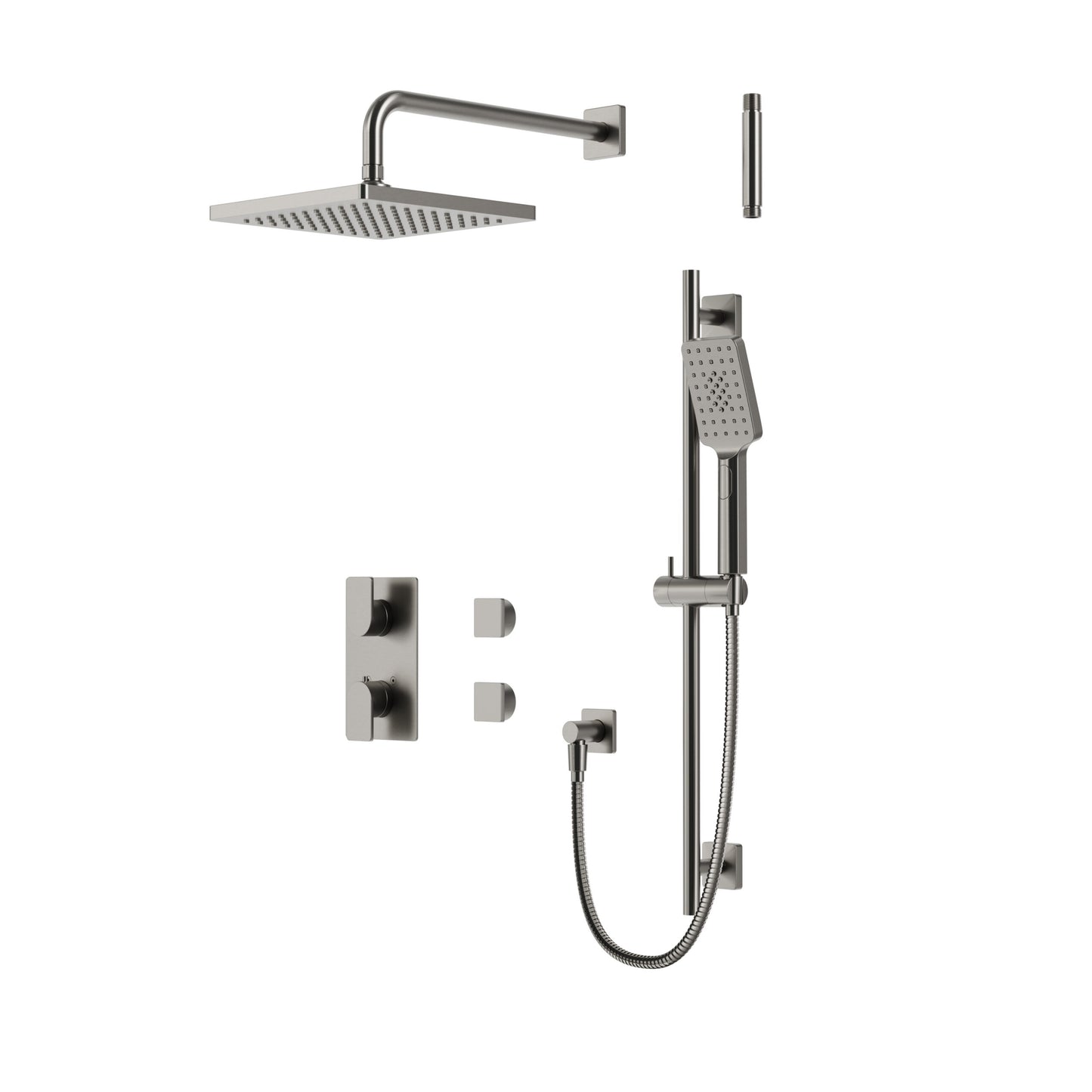 Square Thermostatic Shower Trim Kit – 2-way Non-shared (G) – Brushed Nickel PVD