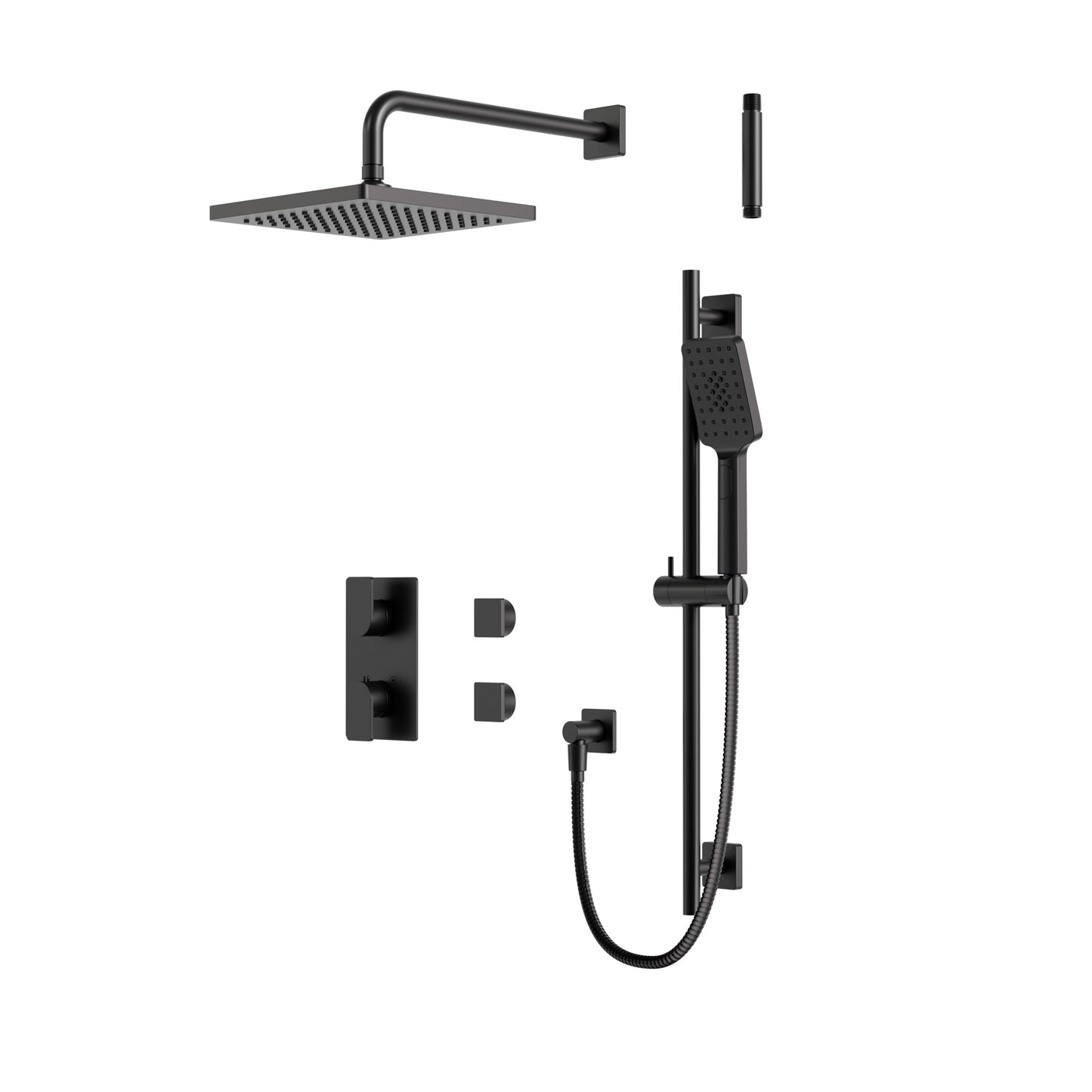 Square Thermostatic Shower Trim Kit – 2-way Non-shared (G) – Electro Black