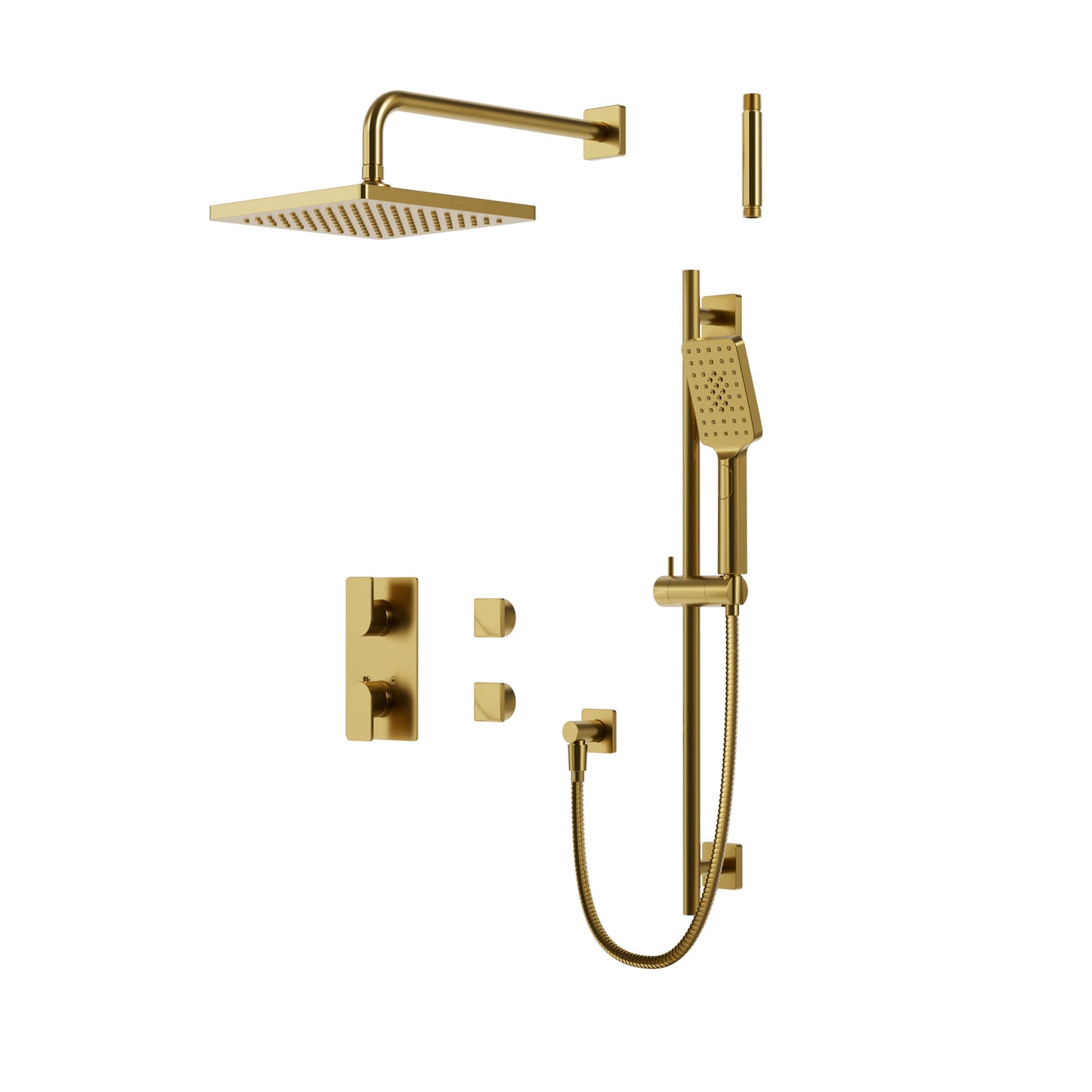 Square Thermostatic Shower Trim Kit – 2-way Shared – Sunset PVD